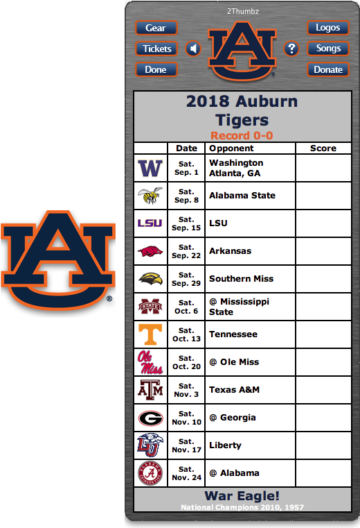 Get Your 2018 Auburn Tigers Football Schedule Dashboard - Osu Ohio State Football Schedule 2018 Printable Clipart (526x760), Png Download