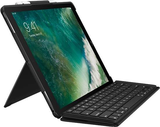 Logitech Slim Combo Keyboard Case - Logitech Ipad Pro 11 Keyboard Clipart (800x687), Png Download