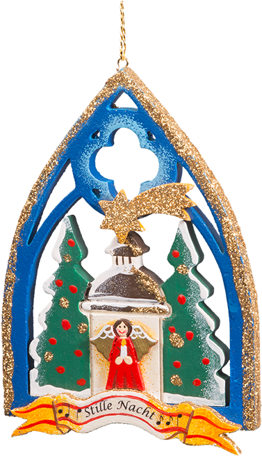 Silent Night Gothic Window Wood Ornament - Illustration Clipart (800x800), Png Download