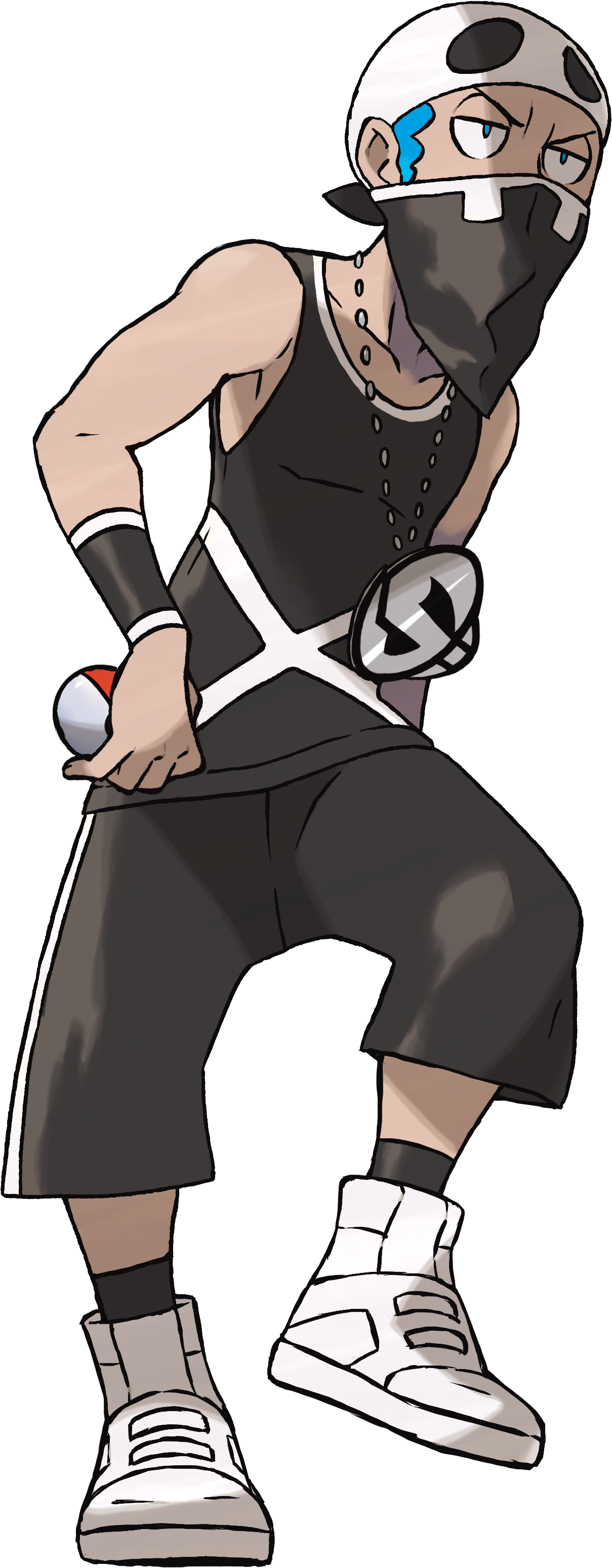 The Team Skull Grunts Wear Matching Black Skull Tanks - Pokemon Sun And Moon Grunts Clipart (1643x3330), Png Download