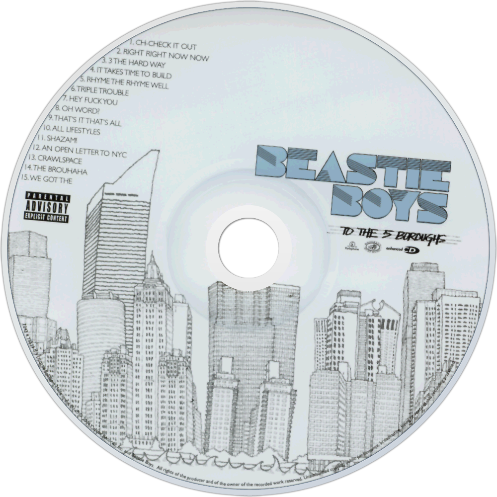Beastie Boys To The 5 Boroughs Cd Disc Image - Beastie Boys To The 5 Boroughs Cd Clipart (1000x1000), Png Download