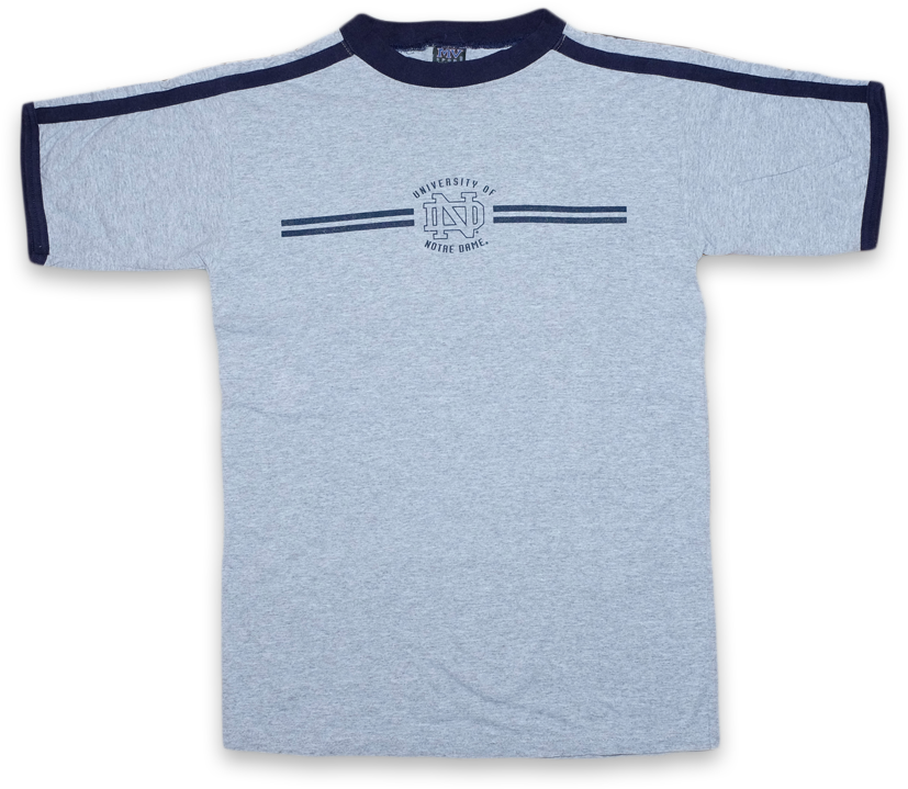 Vintage University Of Notre Dame T-shirt Grey/navy - Active Shirt Clipart (900x900), Png Download