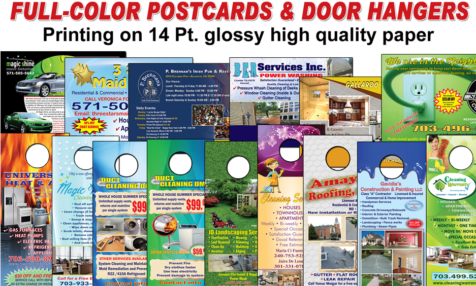Full color postcards door hangers h4 hid clipart large size png