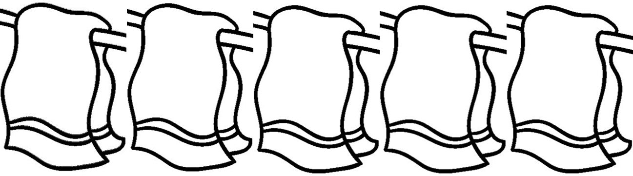 Five Towels Clipart (1297x361), Png Download