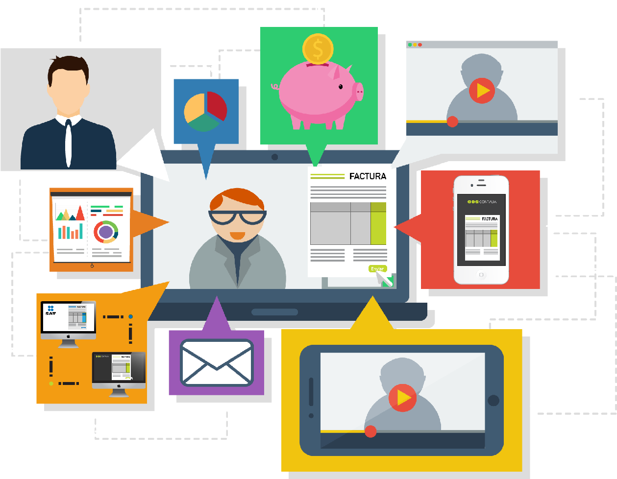 Tu Contador Y Tú Conectados A La Hora Que Lo Necesites, - Web Conferencing Clipart (1400x1227), Png Download