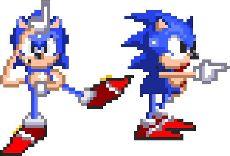 Sonic 2 Lake The L And Default Dance - 16 Bit Sonic Gif Clipart (970x640), Png Download