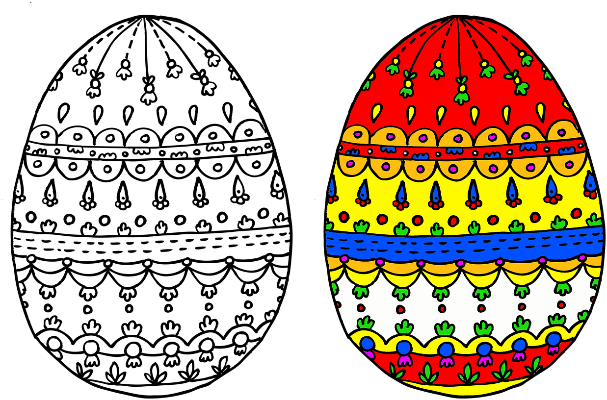 Full Size Of Coloring Page - Великденски Яйца За Оцветяване Clipart (1280x930), Png Download
