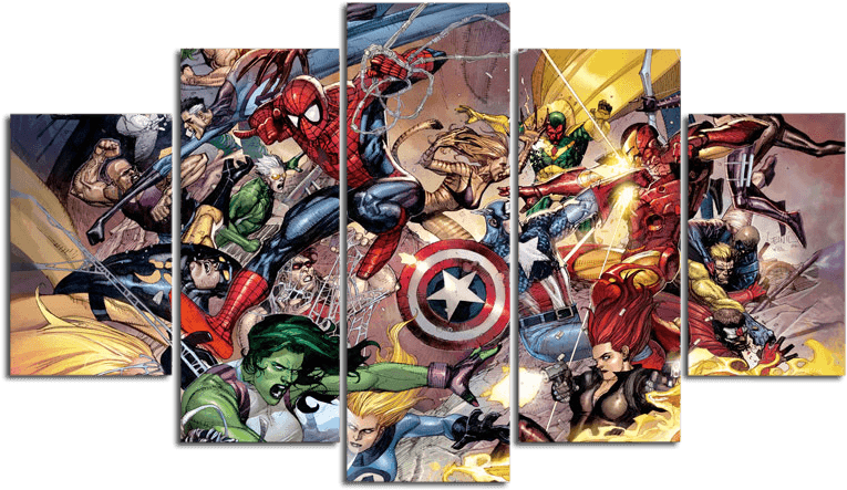 Marvel Comics Universe - Marvel Painting Canvas Clipart (880x591), Png Download