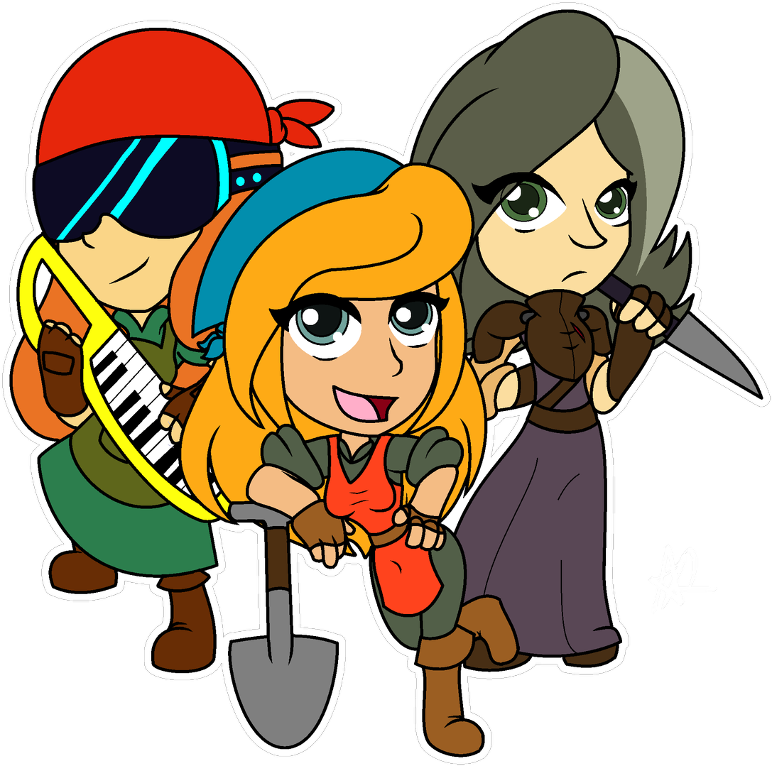 Got The Chance To Draw Our Lovely Protag Trio <3 - Cartoon Clipart (1200x1157), Png Download