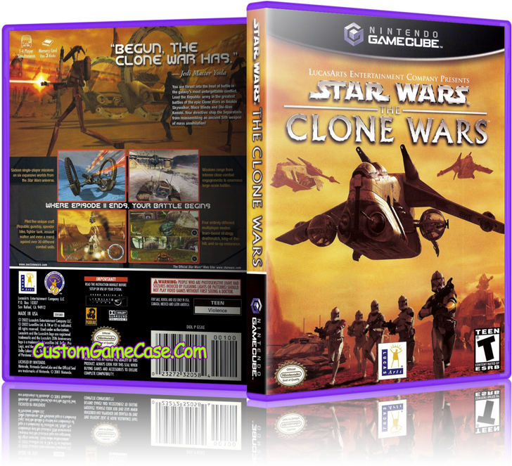 Star Wars The Clone Wars Front Cover Gamecube Box Art - Star Wars Clone Wars Gamecube Clipart (800x685), Png Download
