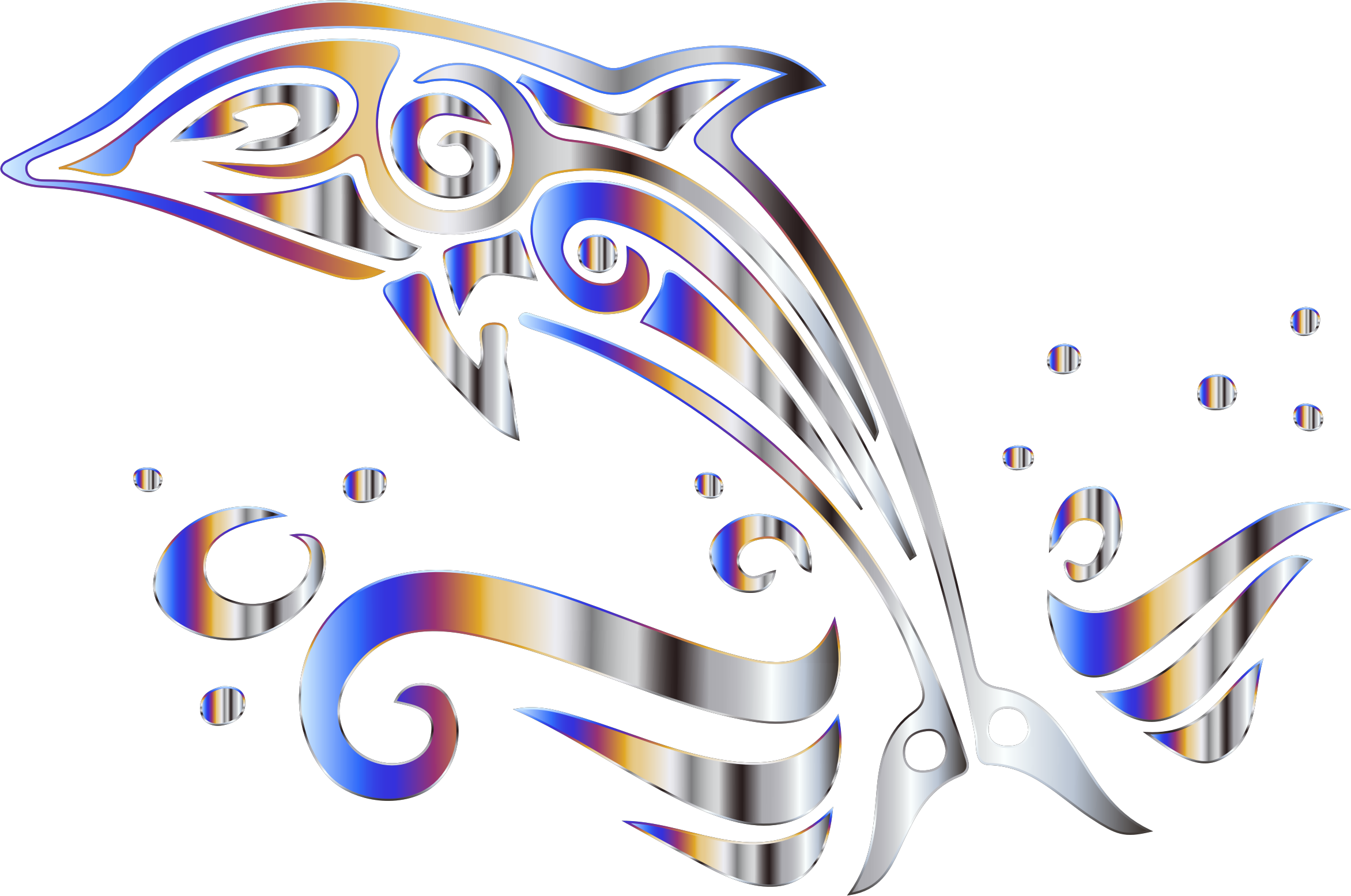 This Free Icons Png Design Of Chromatic Tribal Dolphin - Chromatic Tribal Dolphin No Background Clipart (2344x1555), Png Download