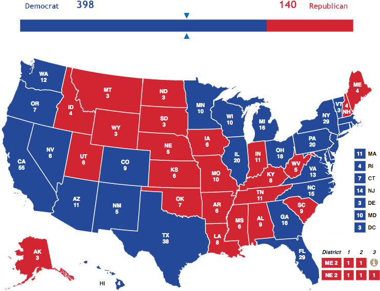 Map Of Us 2016 Election Clipart (800x600), Png Download