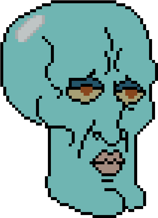 Calamardo Guapo Png - Handsome Squidward Minecraft Pixel Art Clipart (1000x1000), Png Download