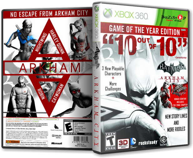 Batman Arkham City Game Of The Year Edition Xbox 360 - Batman Arkham City Xbox 360 Game Clipart (699x525), Png Download