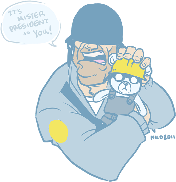 Soldier-teddy ) - Soldier And Engineer Tf2 (600x608), - Tf2 Soldier And Engineer Clipart (574x593), Png Download