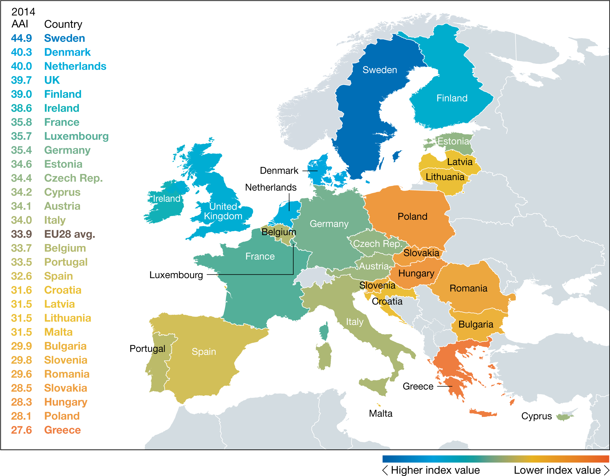 Like Any Composite Indicator, The Active Ageing Index - European Union Map Clipart (2126x1668), Png Download
