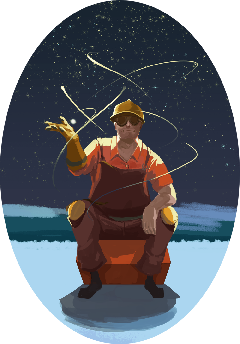 Tf2 Engineer Amazing Fanart - Fisherman Clipart (1000x1429), Png Download