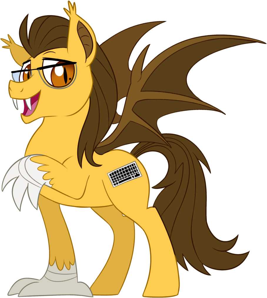 Rush , Bat Pony, Bat Pony Oc, Fangs, Glasses, Hybrid, - Cartoon Clipart (910x1024), Png Download