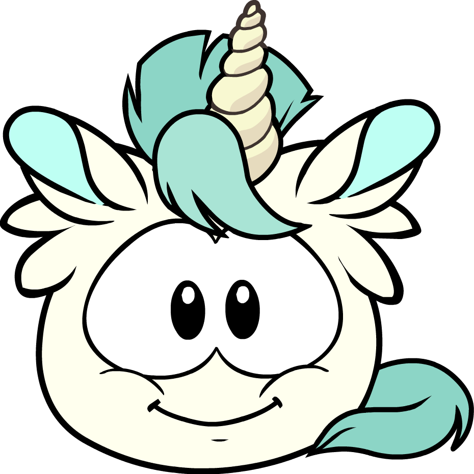 Good Club Penguin Rainbow Puffle Coloring Pages Photos - Club Penguin Unicorn Puffle Clipart (930x930), Png Download