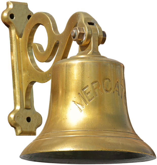 Ship Bell Bell Brass Seafaring Metallic Metal Old - Brass Clamps For Temple Bell Clipart (697x720), Png Download