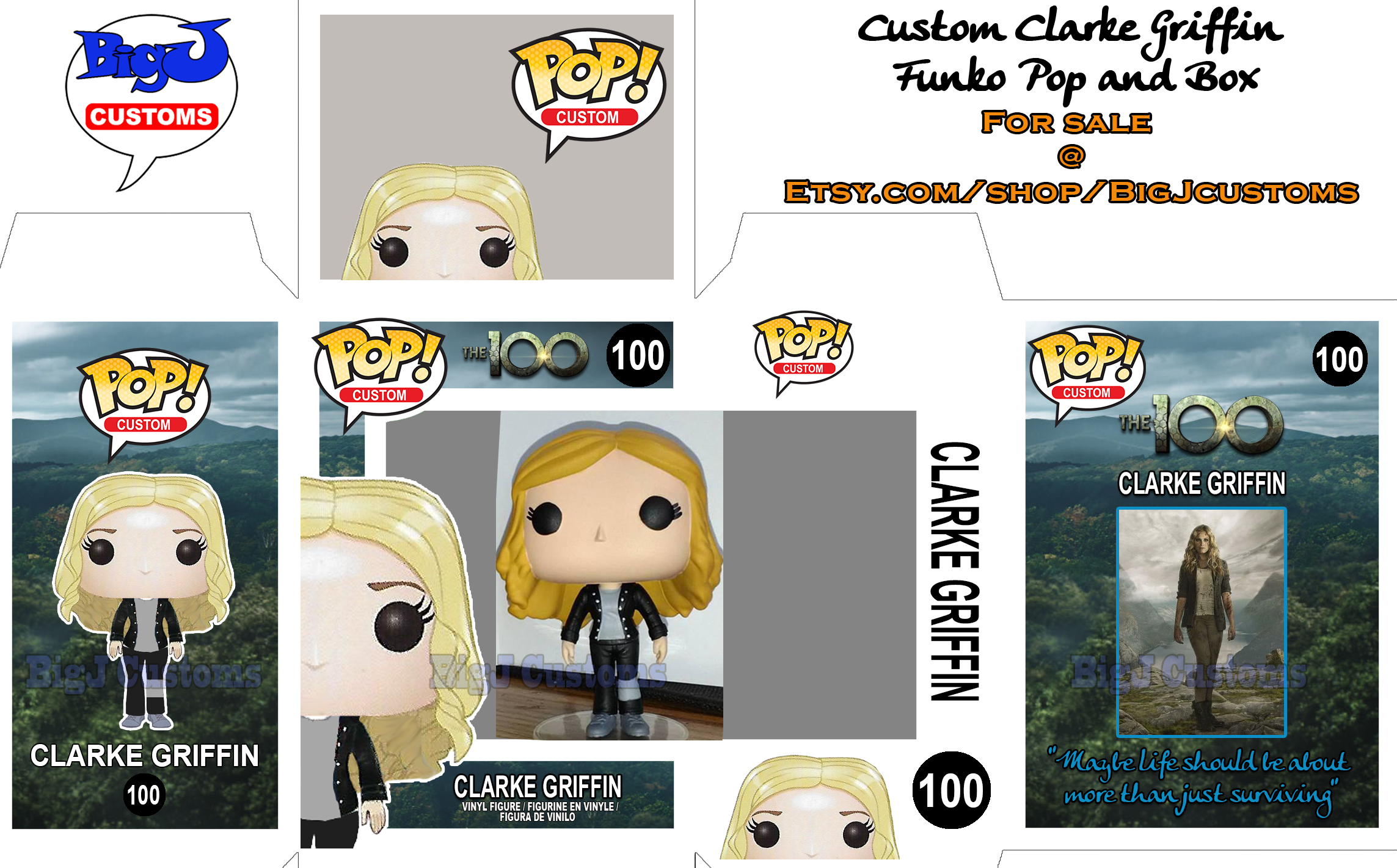 Custom Clarke Griffin Funko Pop By Bigj Customs - Pop Vinyl Clipart (2287x1422), Png Download