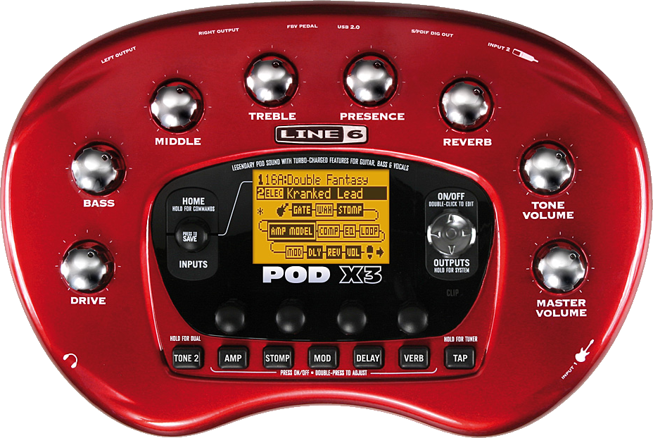The Effects Board Then Contains The Foot Pedal Fbv - Line 6 Pod X3 Clipart (928x622), Png Download