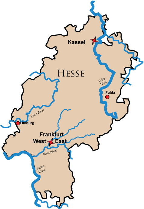 Map Of The German State Of Hesse With Links To Castle - Hesse Germany Map Clipart (503x705), Png Download