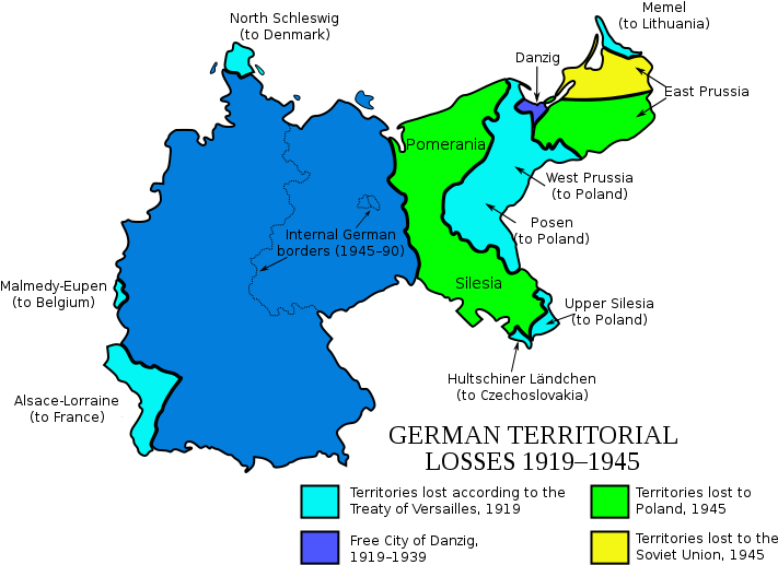 German Territorial Losses, 1919 1945 [730x550] - German Territorial Losses Clipart (730x550), Png Download