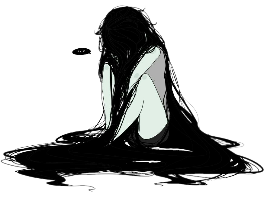 Marceline Sadgirl Hair Adventuretime Marcelinethevampir - Very Sad Anime Girl Clipart (874x665), Png Download