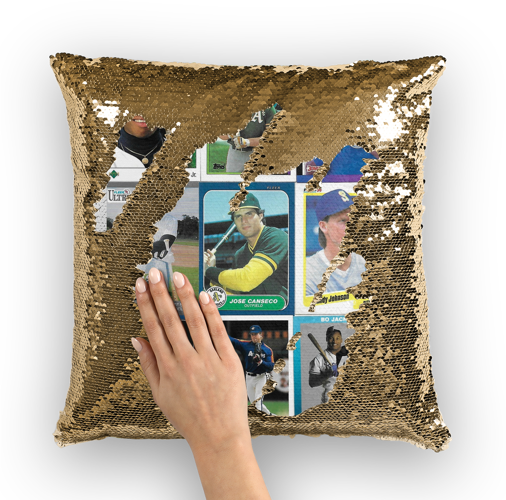 Classic Baseball Cards Collection ﻿sequin Cushion Cover - Nicolas Cage Sequin Pillow Clipart (1024x1024), Png Download