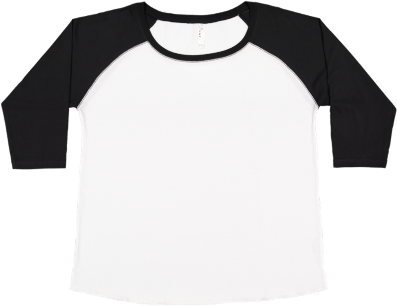 Women's Curvy Fit Jersey Crew Neck Raglan 3/4 Sleeve - Blouse Clipart (800x1080), Png Download
