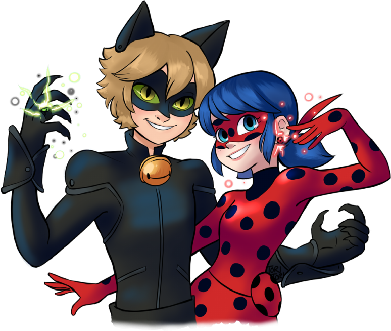 #miraculousladybug #miraculous #ladybug #catnoir #catbug - Miraculous Ladybug And Chat Noir Cartoon Clipart (774x654), Png Download