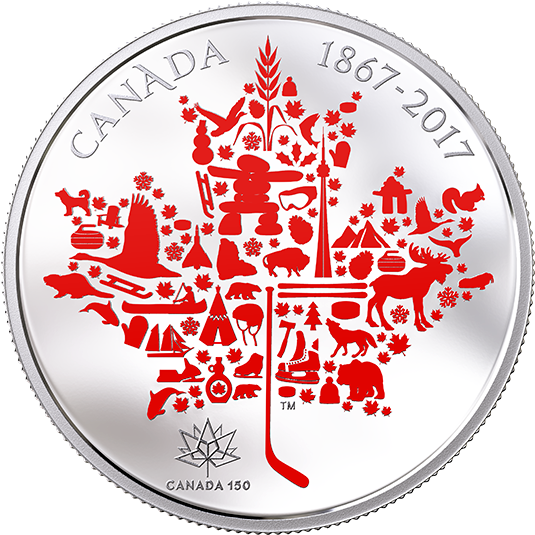 2017 $50 5 Oz Fine Silver Coin - Canada 150 Coins Clipart (570x570), Png Download