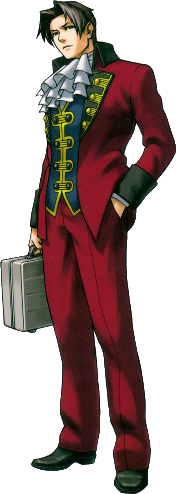Ace Attorney Trials And Tribulations Miles Edgeworth Clipart (567x1586), Png Download