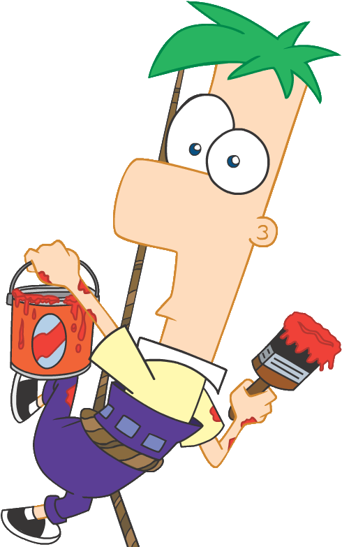Phineas Y Ferb - Phineas Y Ferb Pintando Clipart (568x786), Png Download
