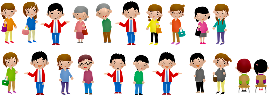 People, Man, Women, Grandma, Grandpa - Cartoon People Transparent Clipart (918x340), Png Download