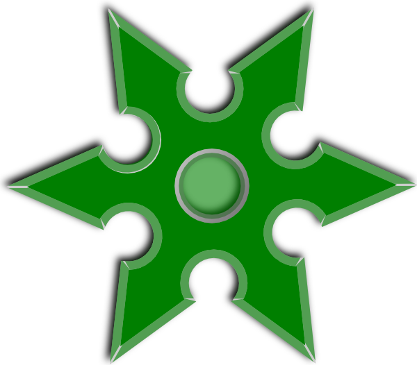 Green Throwing Star Clip Art At Clker Ⓒ - Shuriken Png Transparent Png (600x526), Png Download