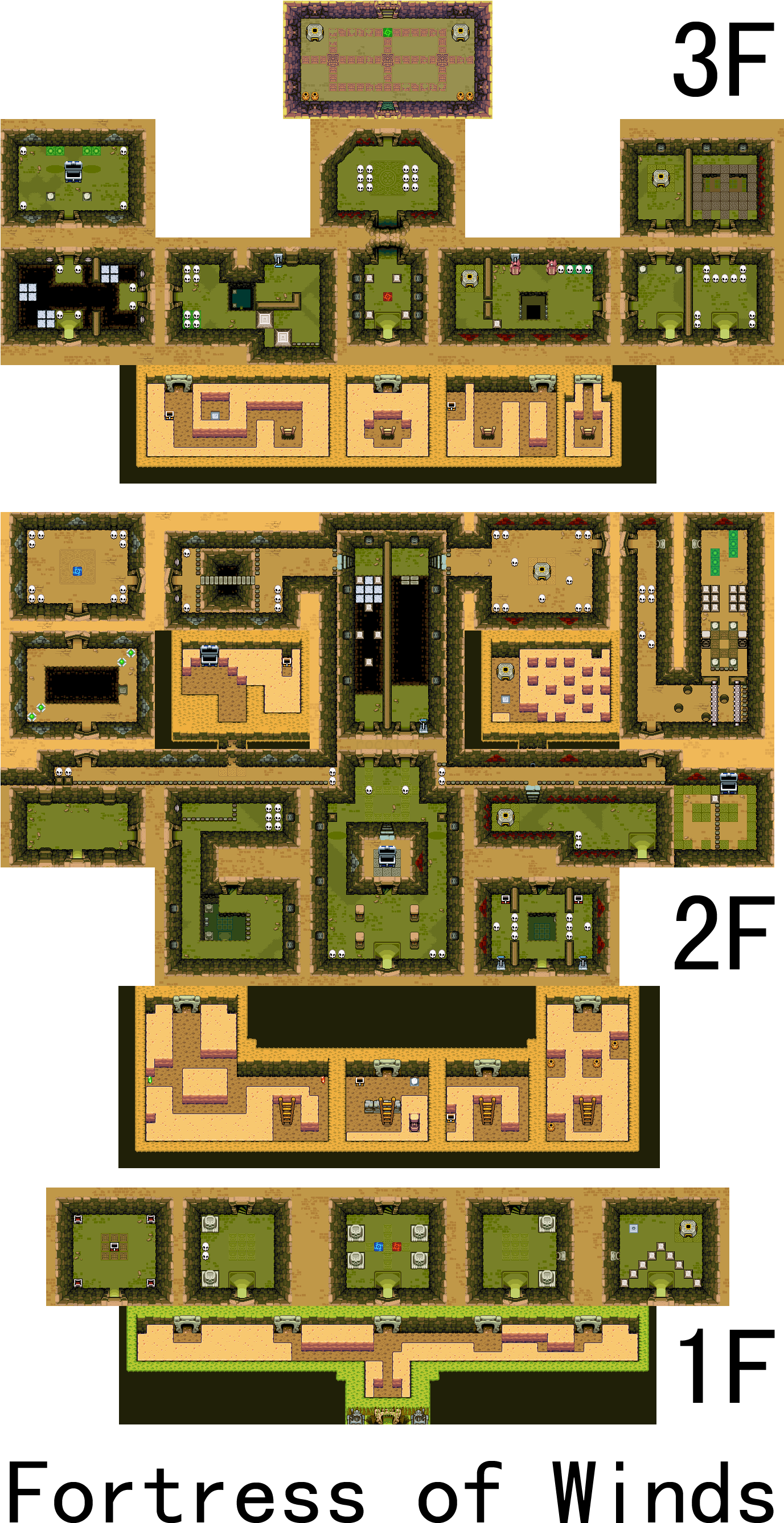 Legend Of Zelda, The - Minish Cap Fortress Of Winds Map Clipart (1376x2750), Png Download