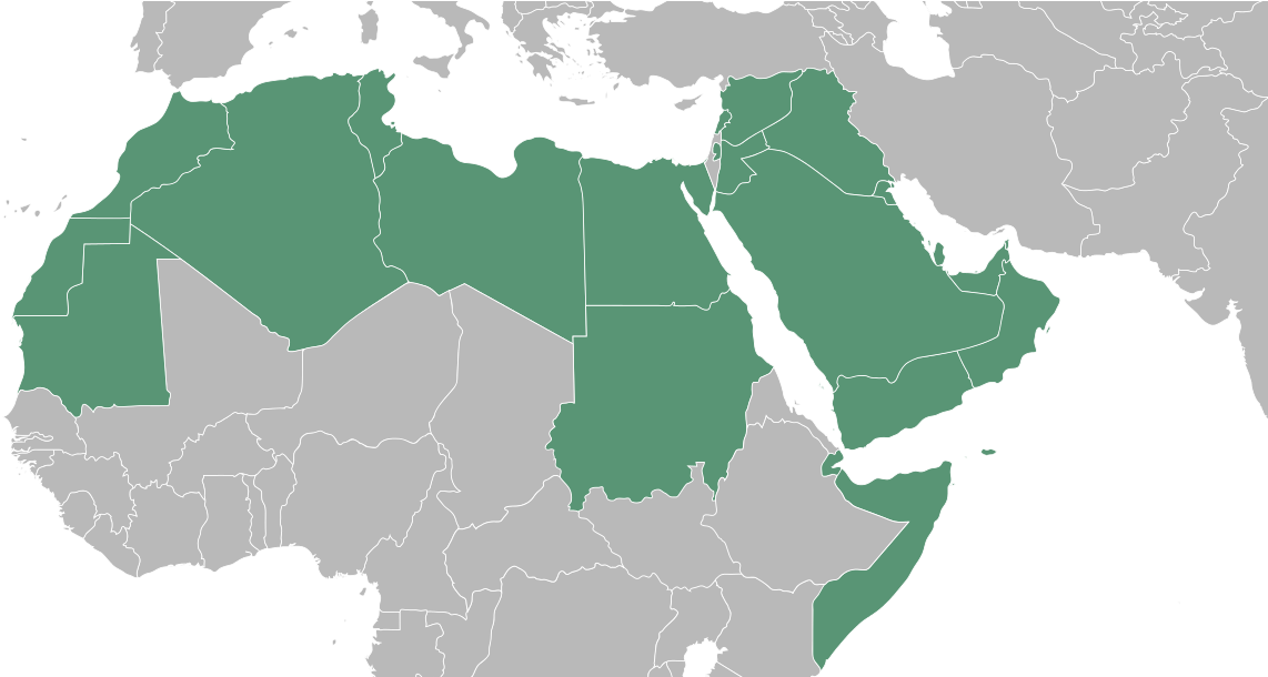 Blank Map Of Arab World Download Map Arab World Countries - Blank Map Of Arab World Clipart (1200x609), Png Download