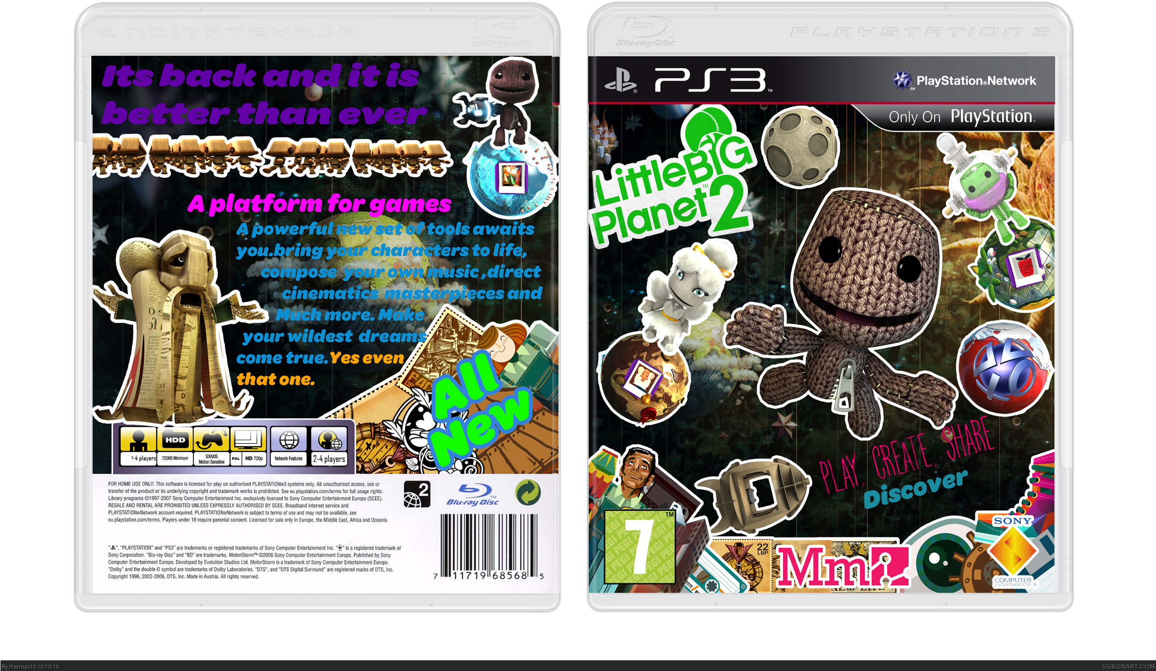 Little Big Planet 2 Box Cover - Little Big Planet 2 Clipart (2381x1485), Png Download