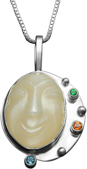 Sheet Pendant With Moonstone Face, Blue Topaz,citrine, - Locket Clipart (1024x768), Png Download