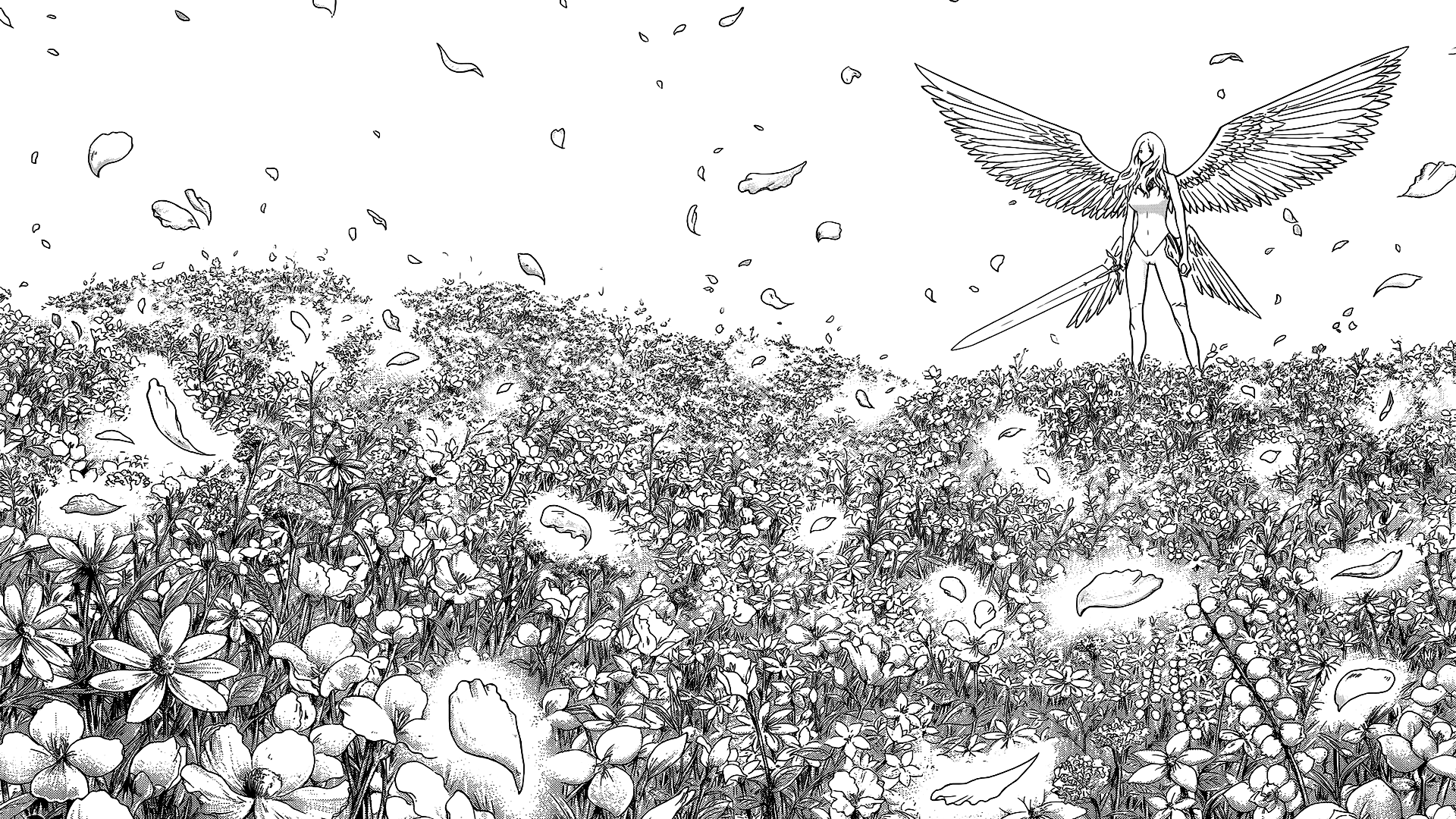 Anime Manga Monochrome Claymore - Claymore Manga Clipart (1920x1080), Png Download