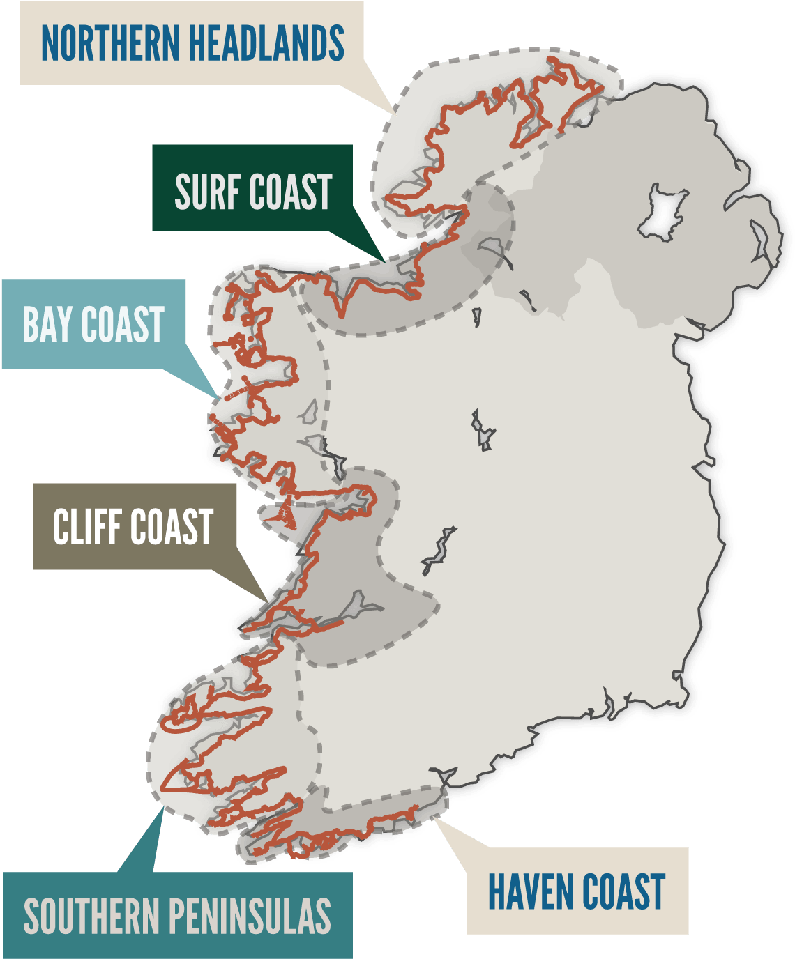 Regions Map - Wild Atlantic Way Ireland Clipart (1242x1479), Png Download