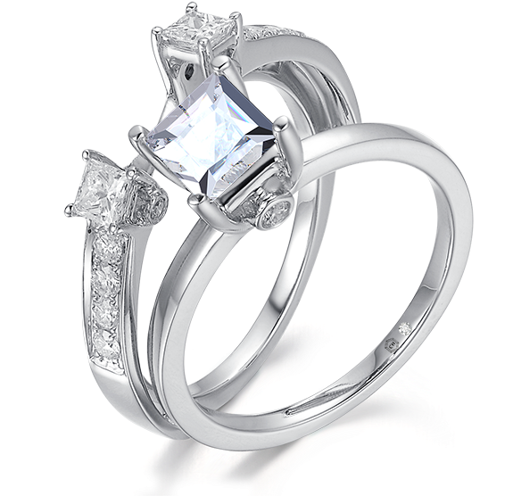 Princess-cut Three Stone Versatile Vintage Engagement - Pre-engagement Ring Clipart (600x600), Png Download