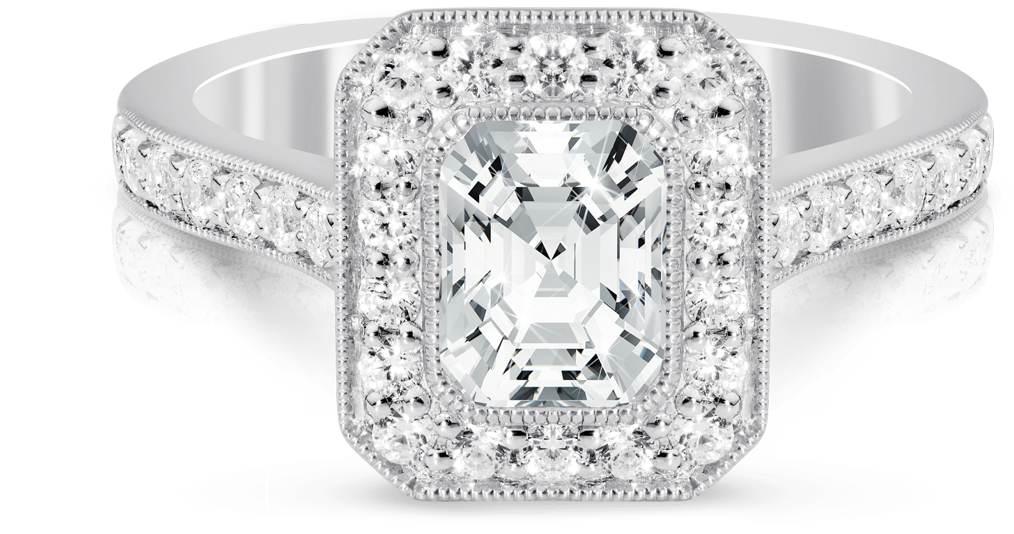 Vintage Engagement Rings With Double Halo Clipart (1600x1200), Png Download