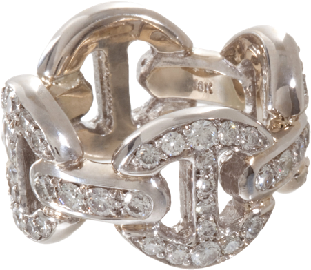 Hoorsenbuhs White Gold & Diamond Antiquated Quad-link - Body Jewelry Clipart (450x750), Png Download