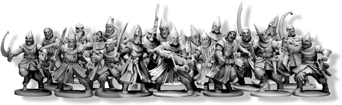 9979 - Frostgrave Plastic Cultists Clipart (1199x382), Png Download