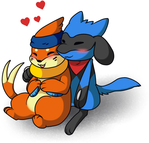 Jet The Buizel And Zen The Riolu - Cartoon Clipart (600x800), Png Download