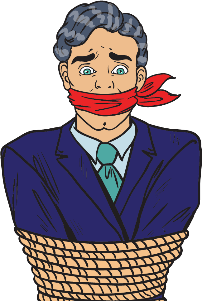 Call 3231 - Tied Up Man Cartoon Clipart (750x1334), Png Download