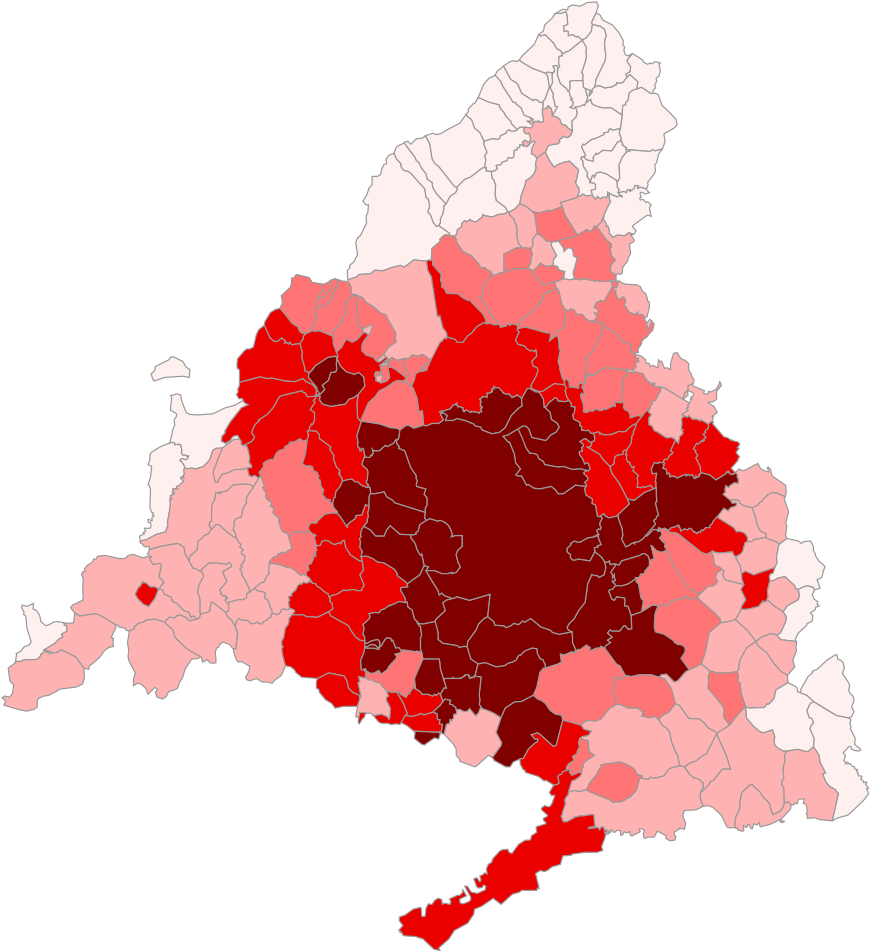 Densidad De Población De La Comunidad De Madrid - Densidad De Poblacion Comunidad De Madrid 2018 Clipart (942x1024), Png Download